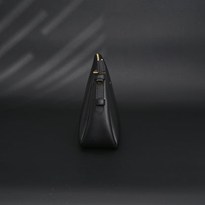 Prada Cleo Black Brushed Leather Shoulder Bag
