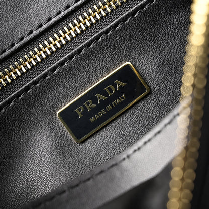 Prada Cleo Black Brushed Leather Shoulder Bag