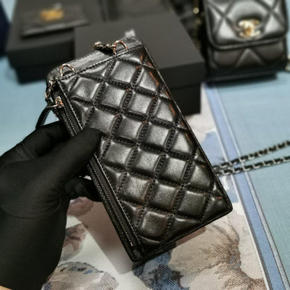 Chanel quilted phone holder wallet